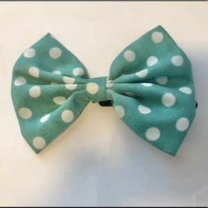 Blue White Polka Dot Bow